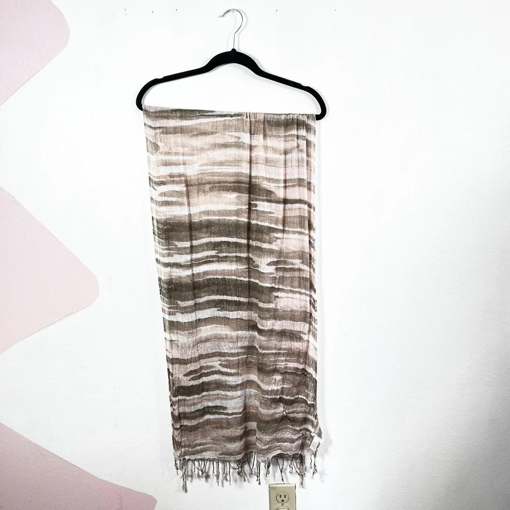 Chicos Brown Pink Stripe Scarf 68